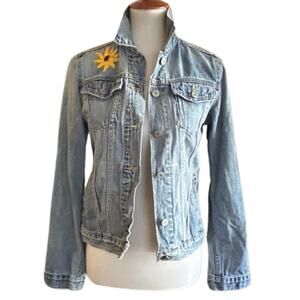 Rare Y2k Vintage Gap 1969 Embroidered Sunflower Jean Jacket, Limited Edition